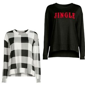 Size Large New Women's Plaid & Holiday Long-Sleeve Shirts x2